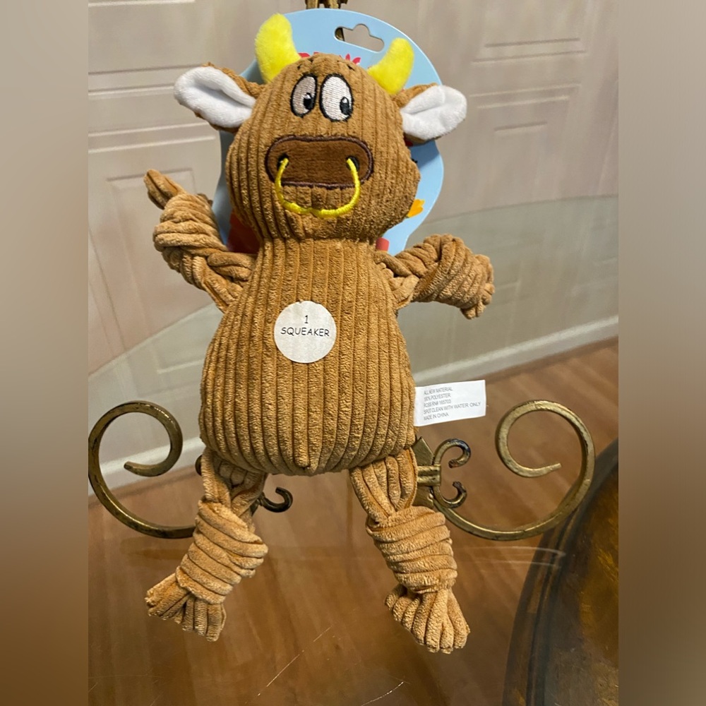 Jmle Dog Toy 11” Cow With Squeaky Dog Toy.